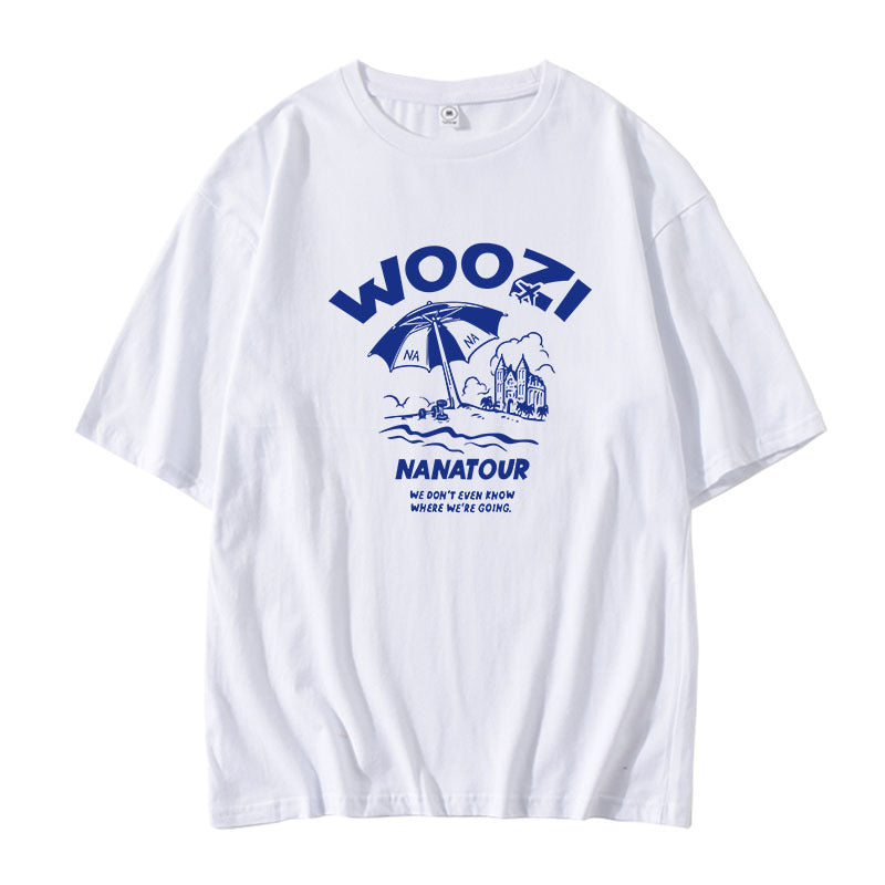 Unisex Kpop Round Neck Loose T-shirt
