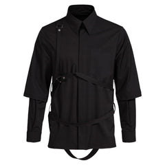 Men's Fake Two-piece Strap Bundled Shirt