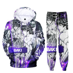 Unisex Anime Digital Print Hoodie Pants Set