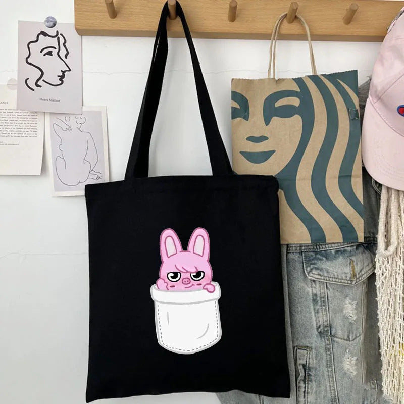 Cute Kpop Printed Canvas Shoulder Bag