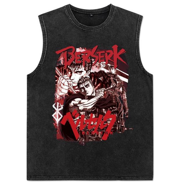 Trendy Men's Anime Print Washed Vest