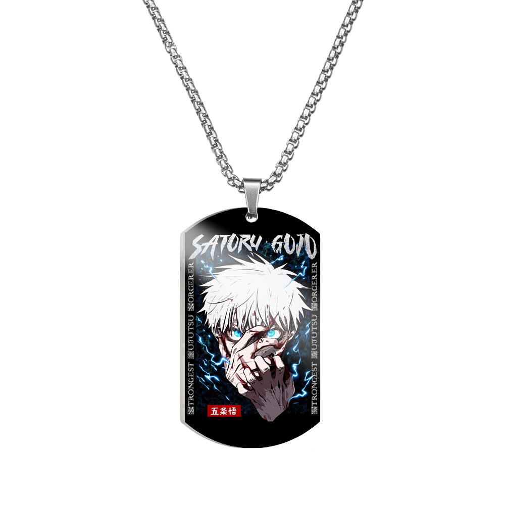 Trendy Anime Printed Dog Tag Necklace