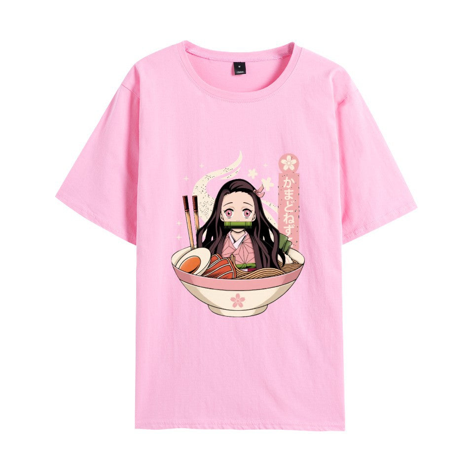 Unisex Anime Printed Crew Neck Loose T-Shirt