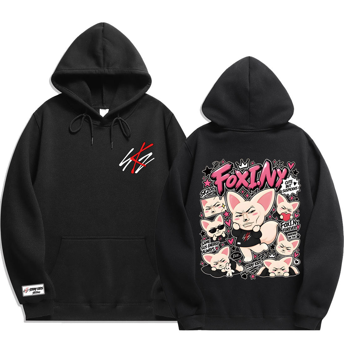 Funny SKZ Graphic Printed Black Hoodie