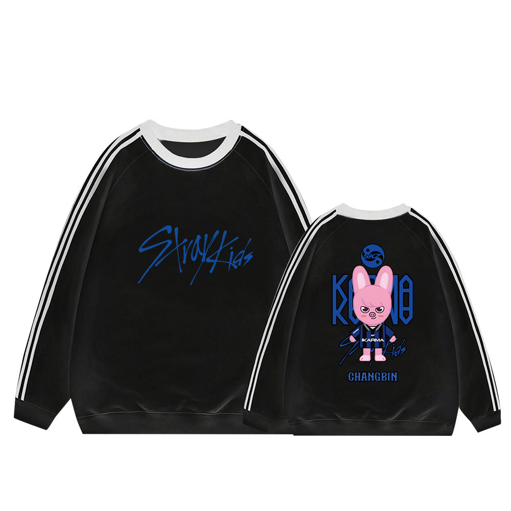 Karma Cartoon Doll Stripe Cotton Sweatshirt