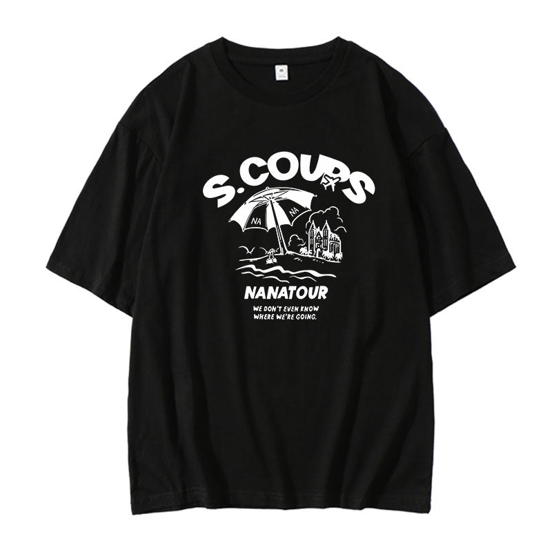 Unisex Kpop Round Neck Loose T-shirt