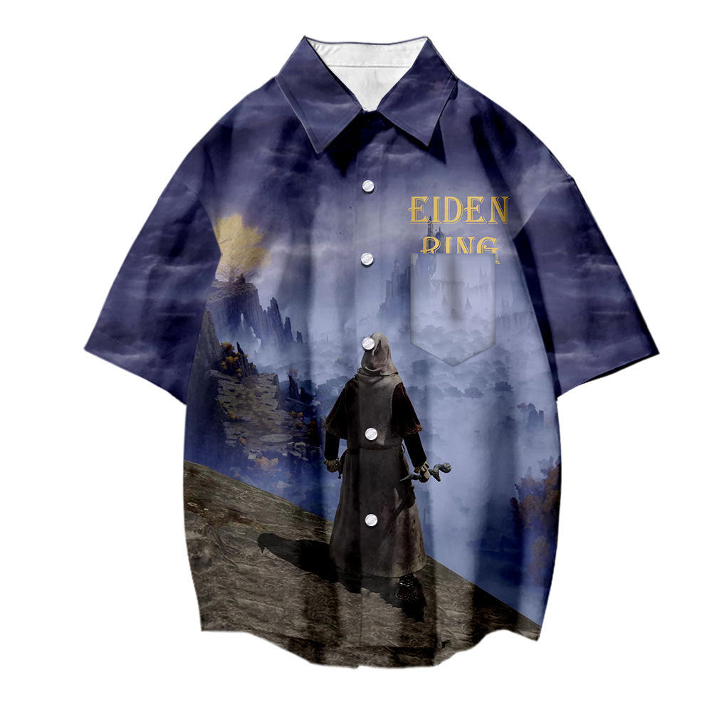 Men's Game 3d Print Short Sleeve Loose Shirt