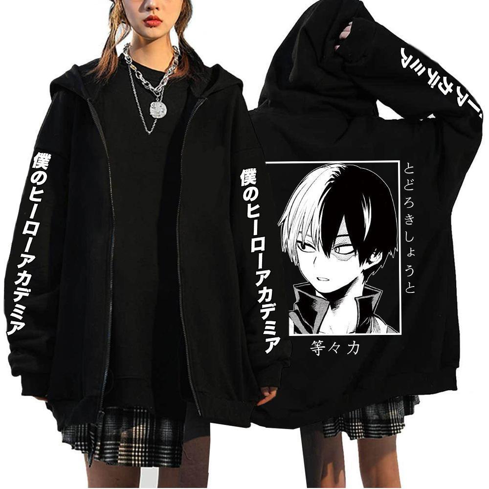 Casual Anime Graphic Printed Loose Hoodie Coat