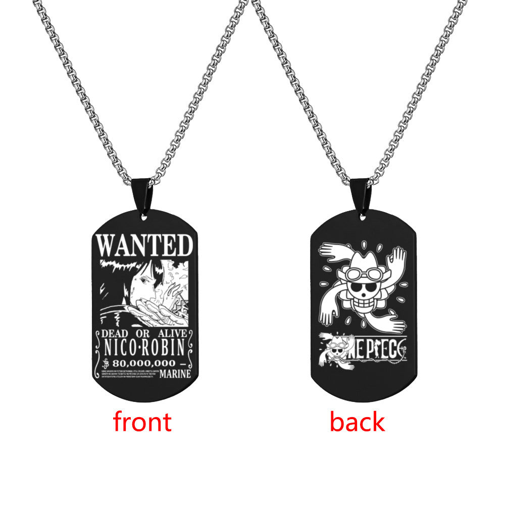 Luffy Wanted Double-sided Dog Tag Necklace