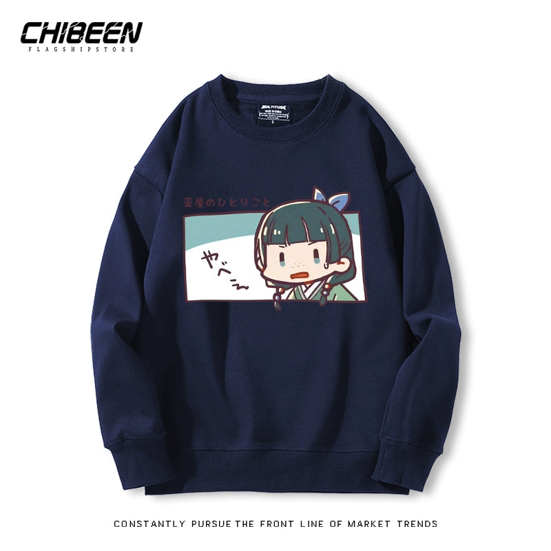 Cute Anime Pattern Print Crew Neck Sweatshirt