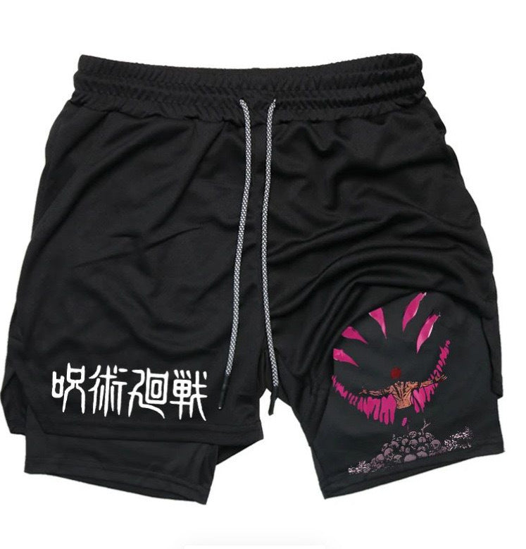 Casual Anime Printed Double-layer Fitness Shorts