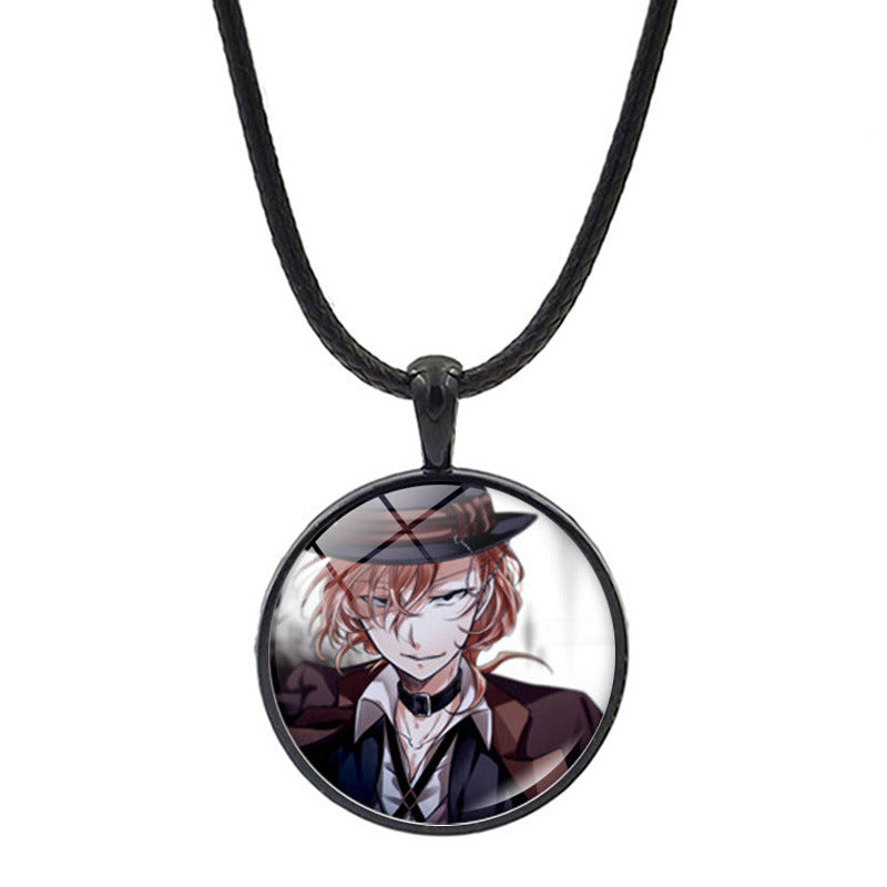 Versatile Anime Pendant Leather Rope Necklace