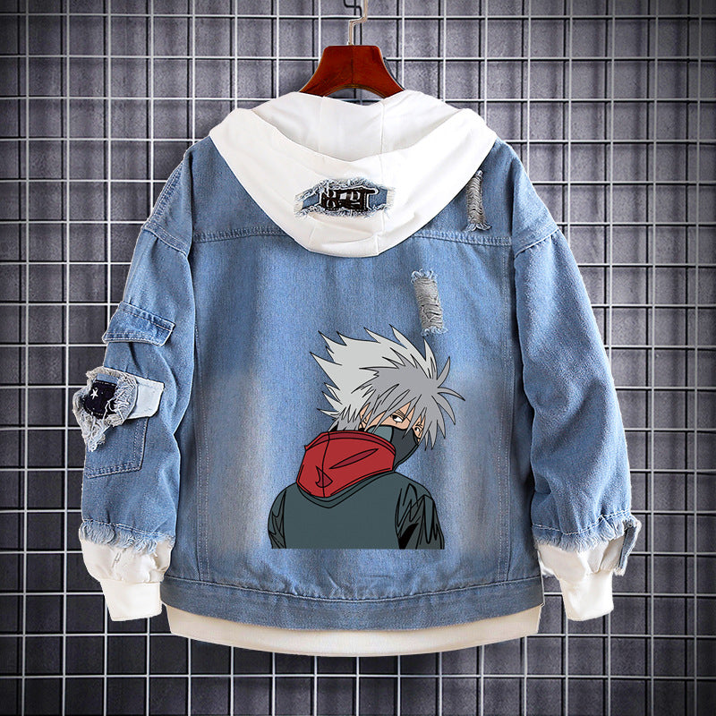 Trendy Kakashi Anime Denim Hooded Jacket