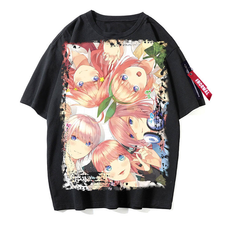 Women's Anime Short-sleeved Black T-shirt