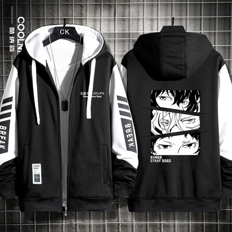 Unisex Anime Dazai Cardigan Zipper Hoodie