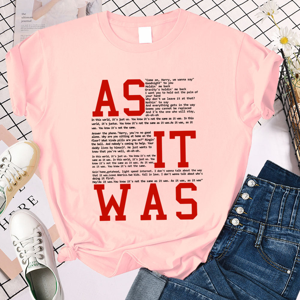 Women's Letter Printed Casual Loose T-shirt