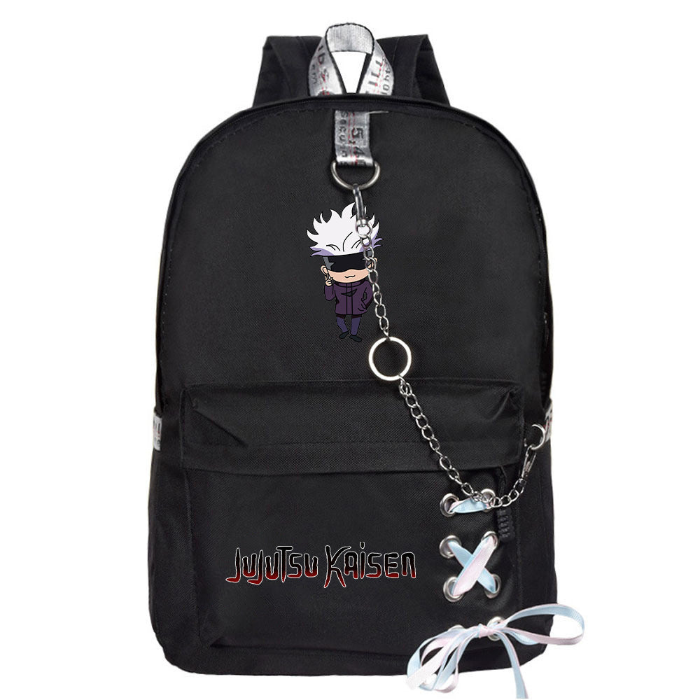 Casual Anime Lace-Up Chain Canvas Backpack