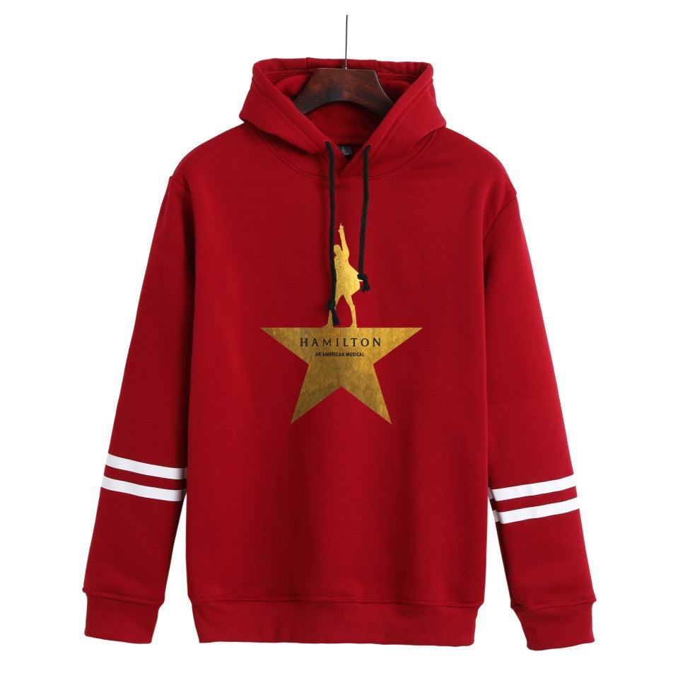Unisex Anime Print Striped Loose Hoodie