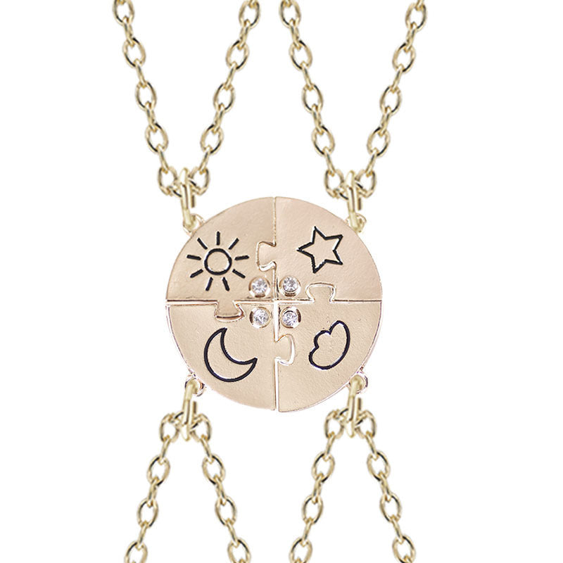 Star Moon Sun Cloud Splicing Friends Necklace