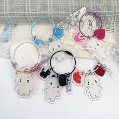 Plave Cartoon Steel Ring Keychain Pendant