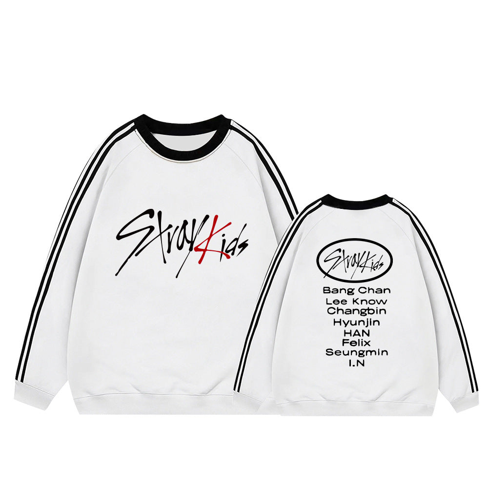 KPOP Logo Stripe Crew Neck Sweatshirt