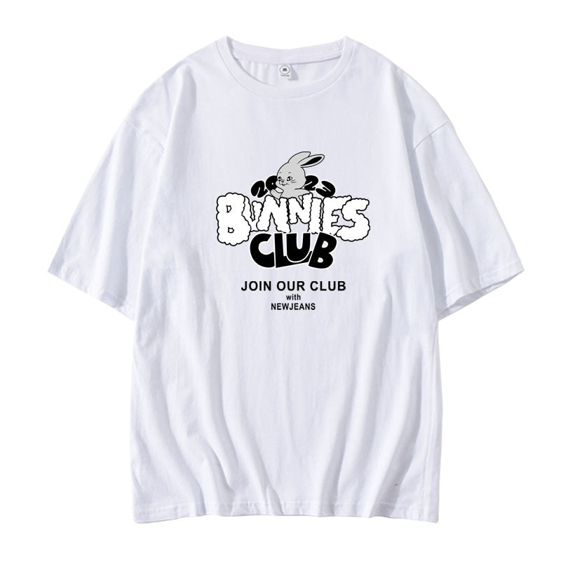 BUNNIES CLUB Rabbit Print Short Sleeve T-Shirt