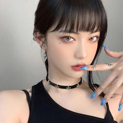 Wonyoung Cross Black Collar Choker