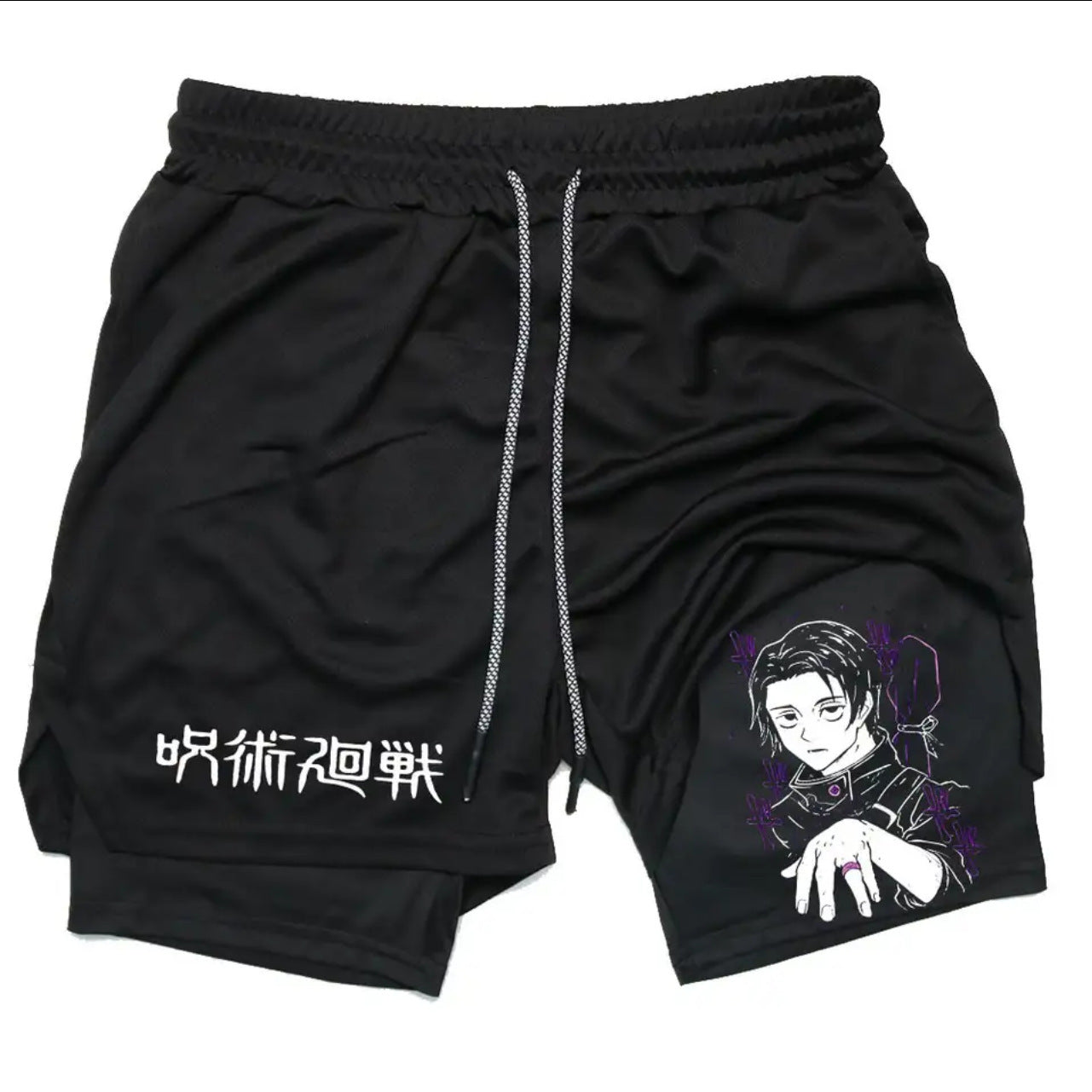 Men's Anime Printed Double Layer Casual Sports Shorts