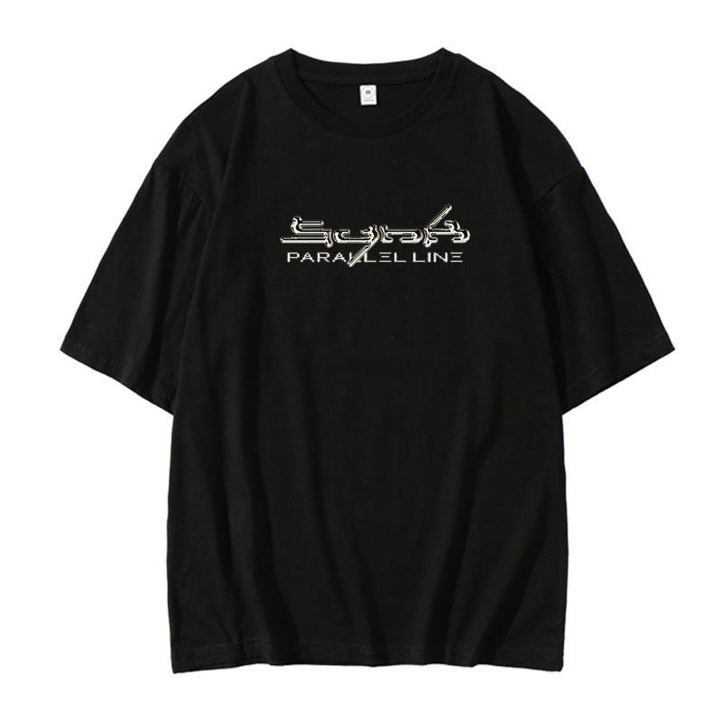 KPOP Parallel Line Printed Short Sleeve T-Shirt – TTAesthetic