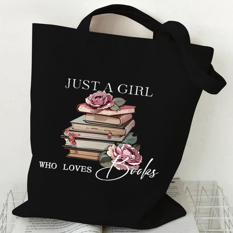 Vintage Just A Girl Who Loves Books Canvas Tote Bag