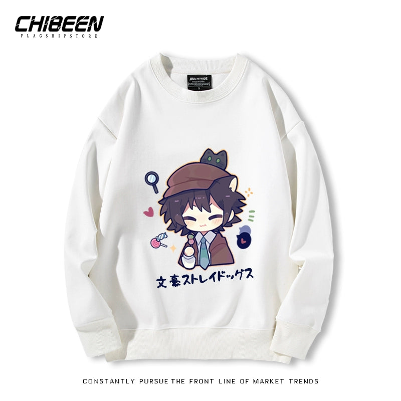 Casual Anime Printed Crew Neck Sweatshirt