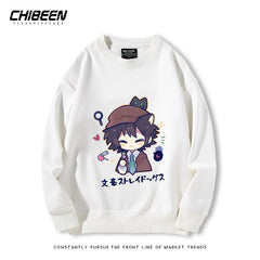 Casual Anime Printed Crew Neck Sweatshirt