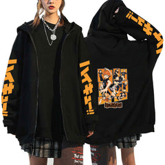 Unisex Anime Pattern Printed Loose Zipper Hoodie