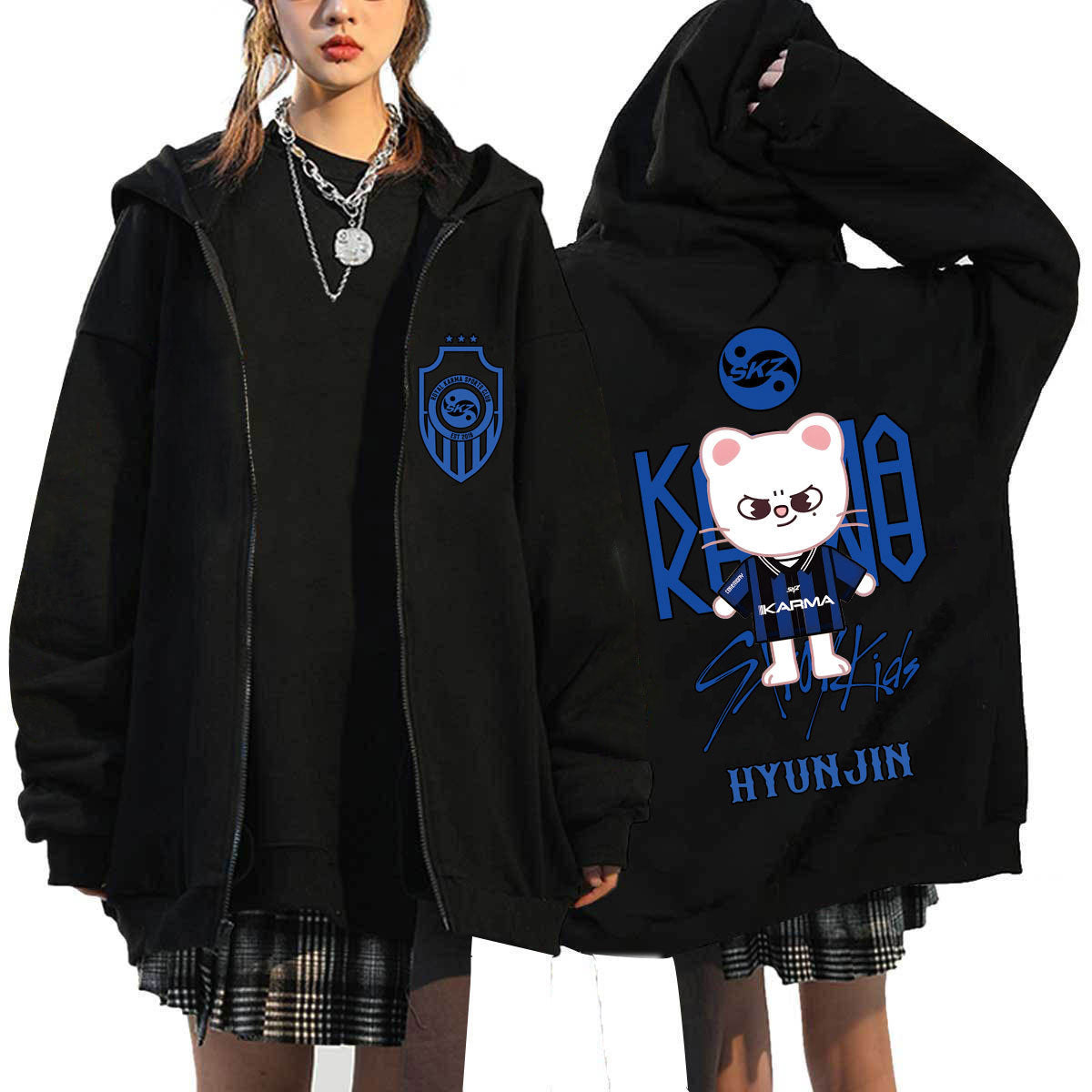 KPOP KARMA 2025 Printed Zip Up Hoodie