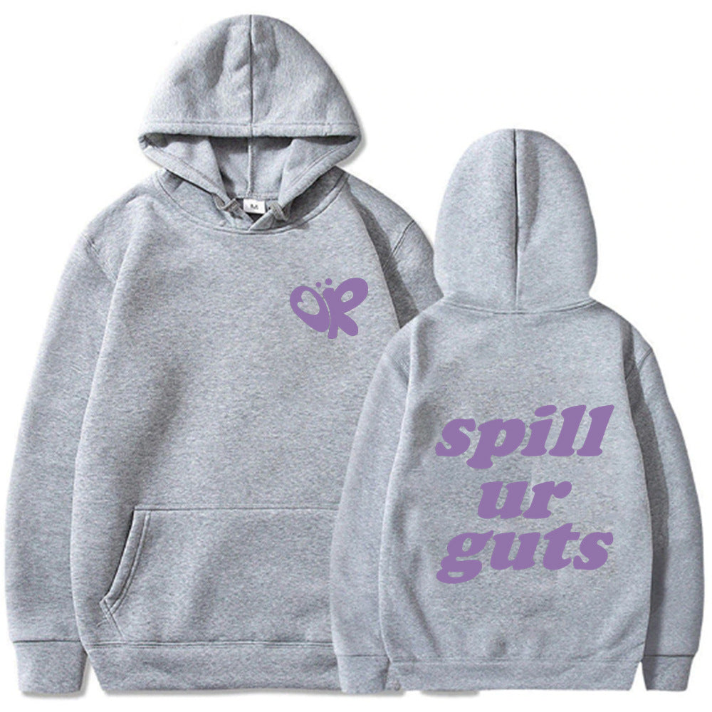 Casual Spill Ur Guts Olivia Printed Hoodie