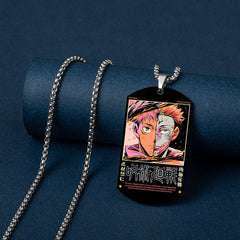 Trendy Anime Printed Dog Tag Necklace