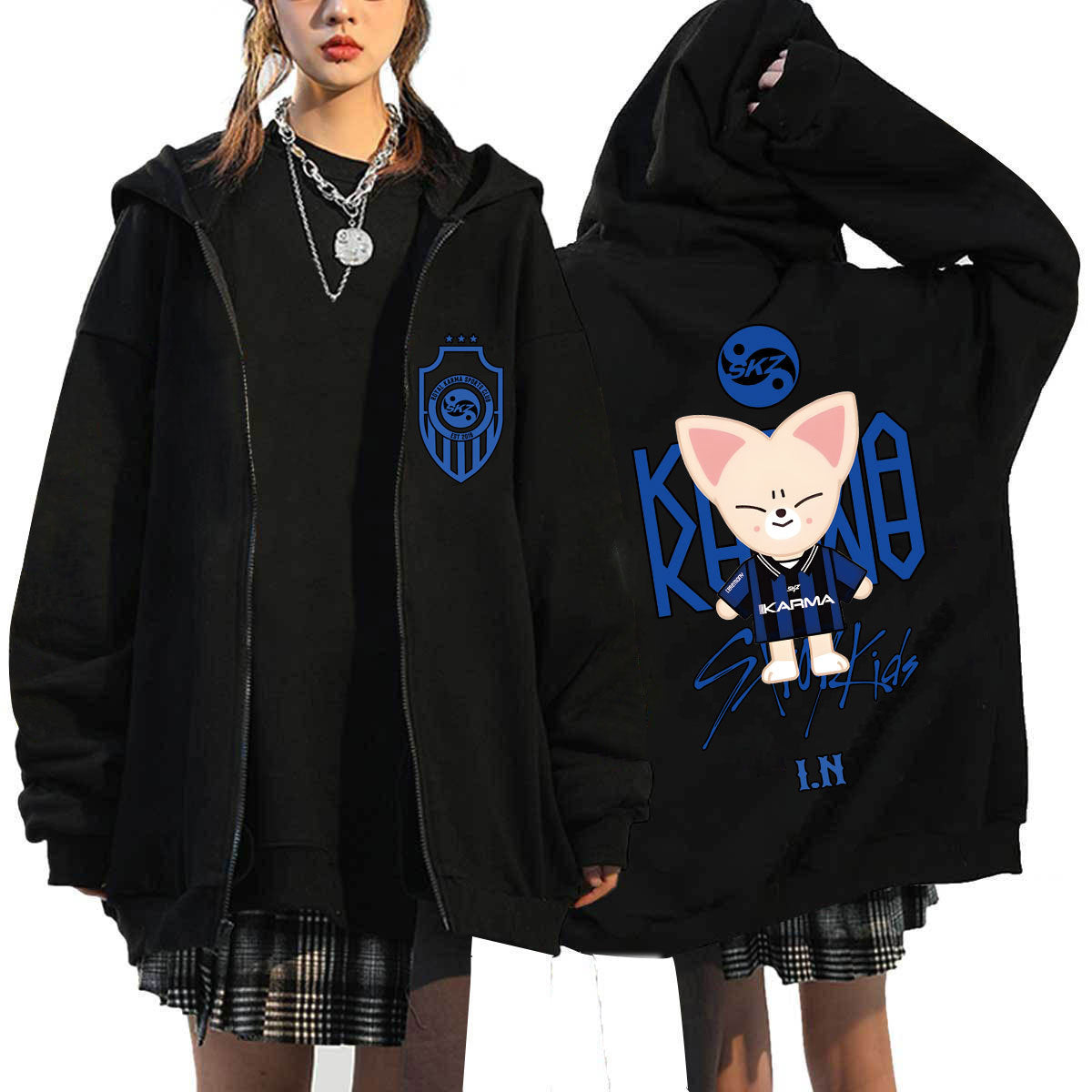 KPOP KARMA 2025 Printed Zip Up Hoodie