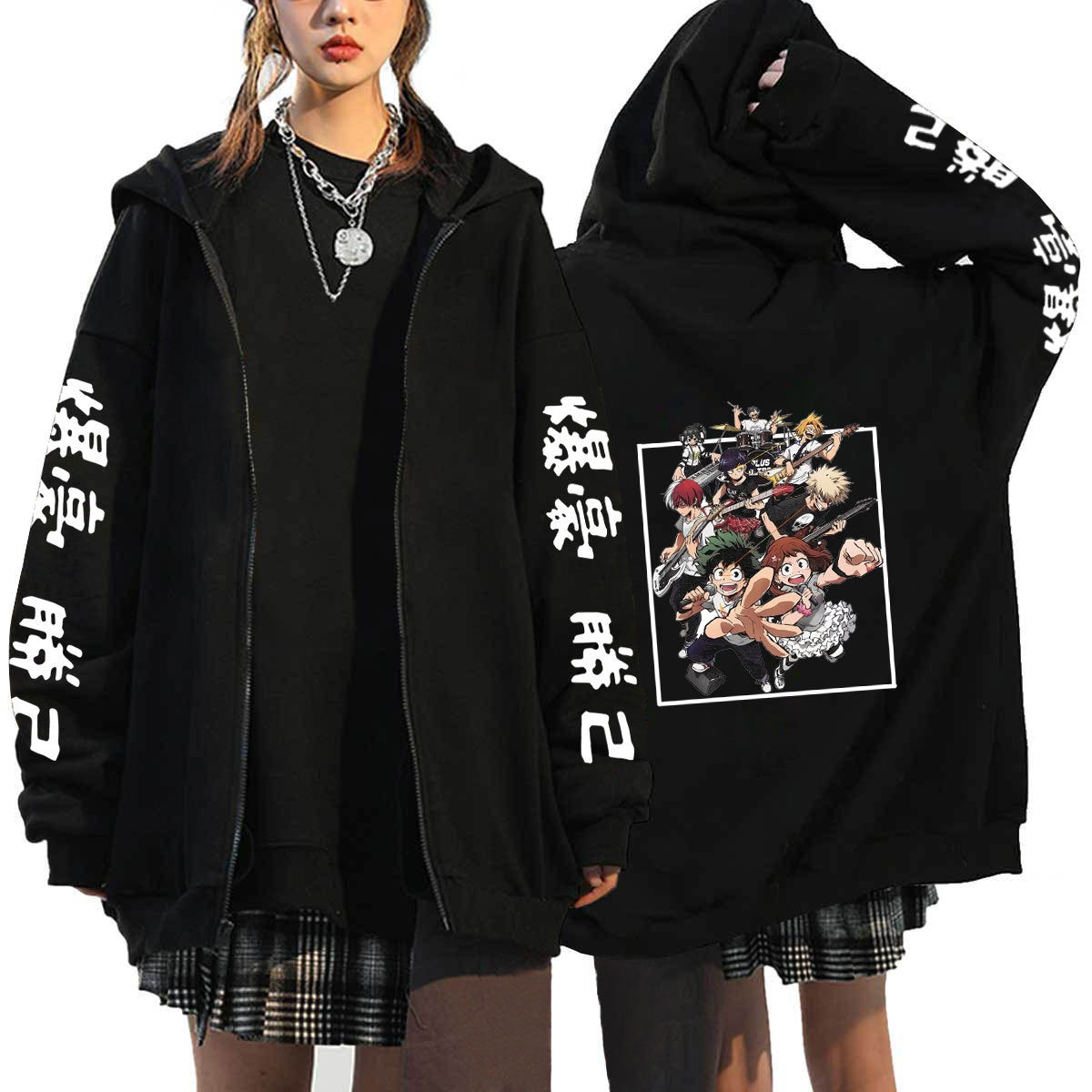 Unisex Casual Anime Zip Up Sports Hoodie