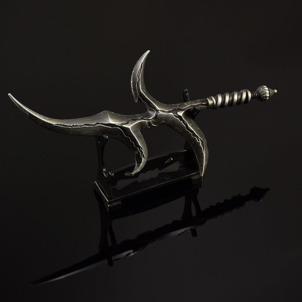ER Game Black Blade 7.09 Inch Metal Craft Equal Scale Reduced Model Exquisite Ornament for Computer Desk