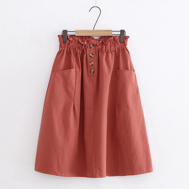 Women's High Waist Solid Color Skirt