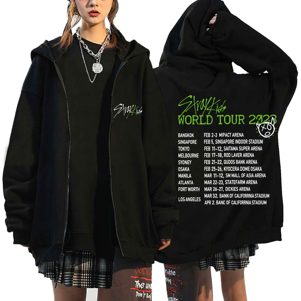 Y2K Style Letter Printed Loose Zipper Hoodie