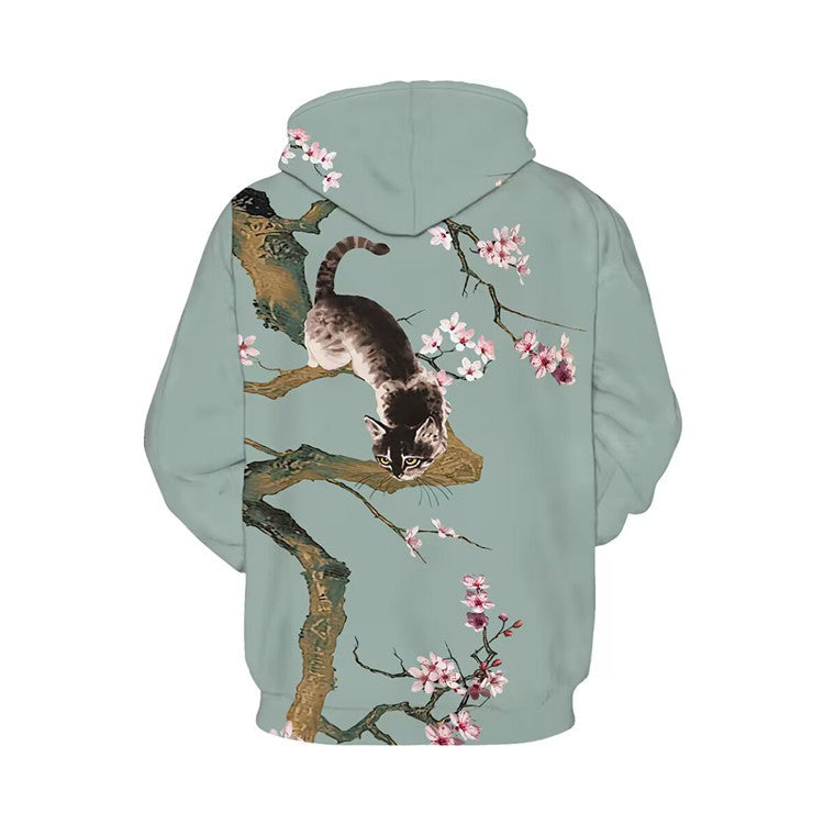 Retro Unisex Floral Digital Print Pattern Hoodie