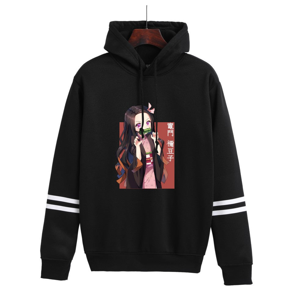 Casual Cute Anime Figure Striped Pullover Hoodie