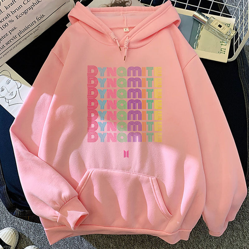 Women's Kpop DYNAMITE Candy-colored Loose Hoodie