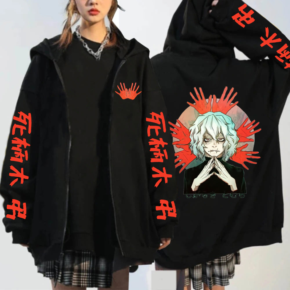 Unisex Anime Printed Zipper Casual Hoodie