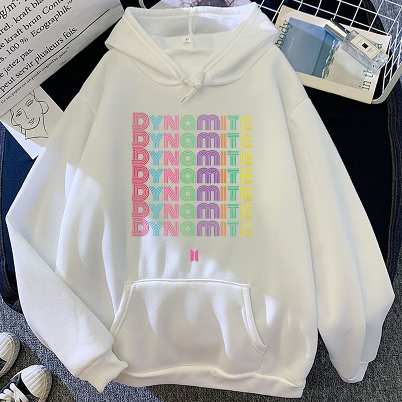 Women's Kpop DYNAMITE Candy-colored Loose Hoodie