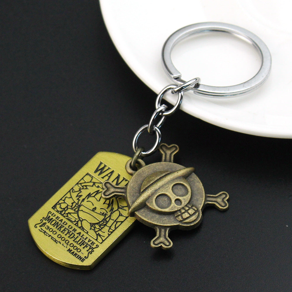 Luffy Straw Hat Wanted Tag Keychain