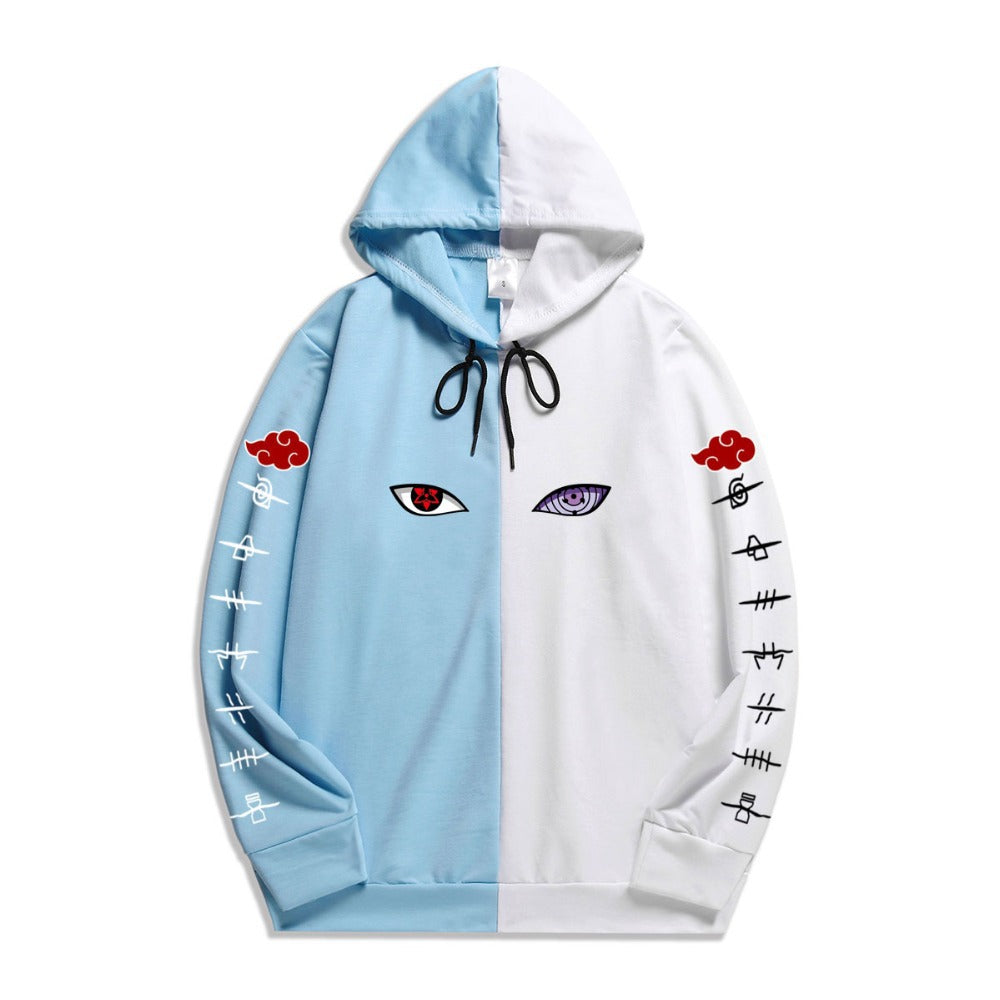 Unisxe Anime Printed Loose Color Block Hoodie