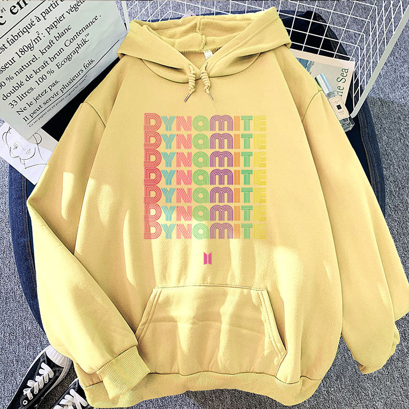 Women's Kpop DYNAMITE Candy-colored Loose Hoodie