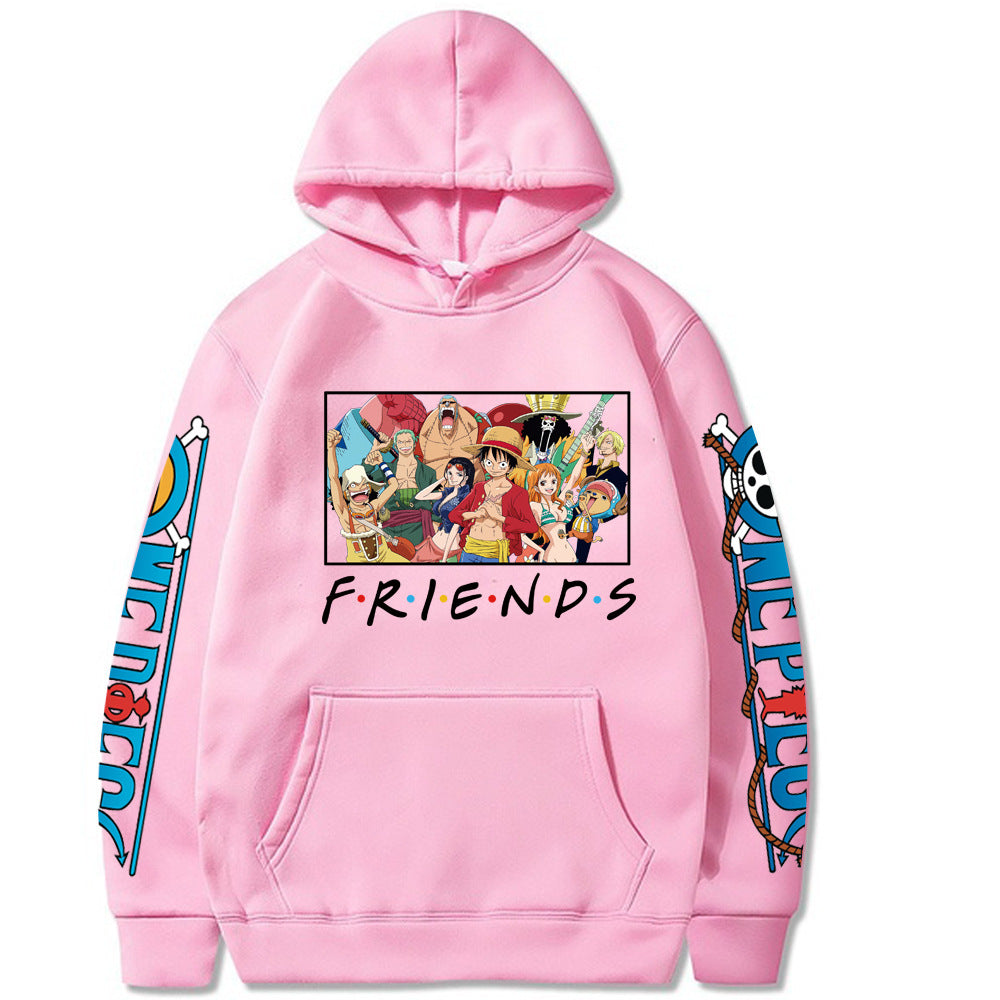 Unisex Luffy Friends Printed Cotton Hoodie